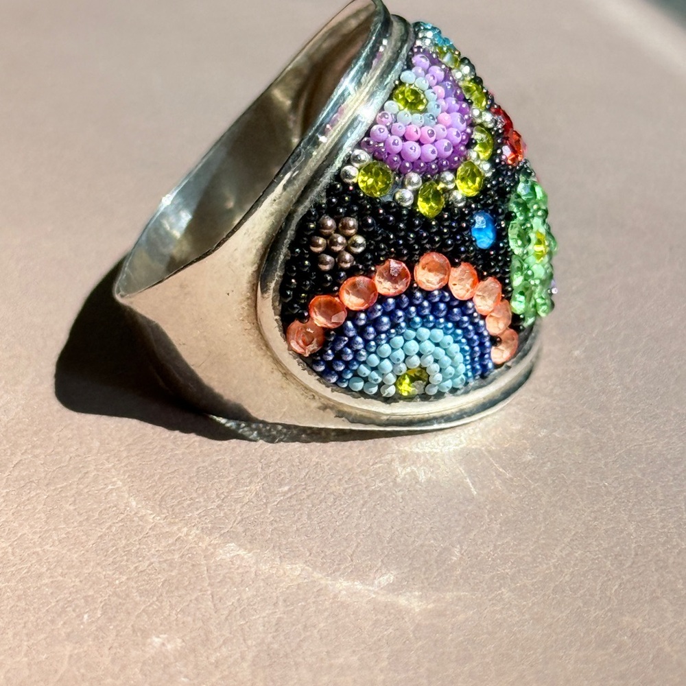Colorful Sparkling Mosaico Crystal Ring Sterling Silver NWOT - Picture 8 of 10